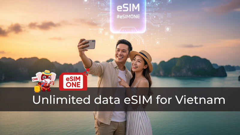 eSIM Unlimited Data, 1 eSIM for Vietnam Location Vinh Ha Long, Viet Nam Everywhere