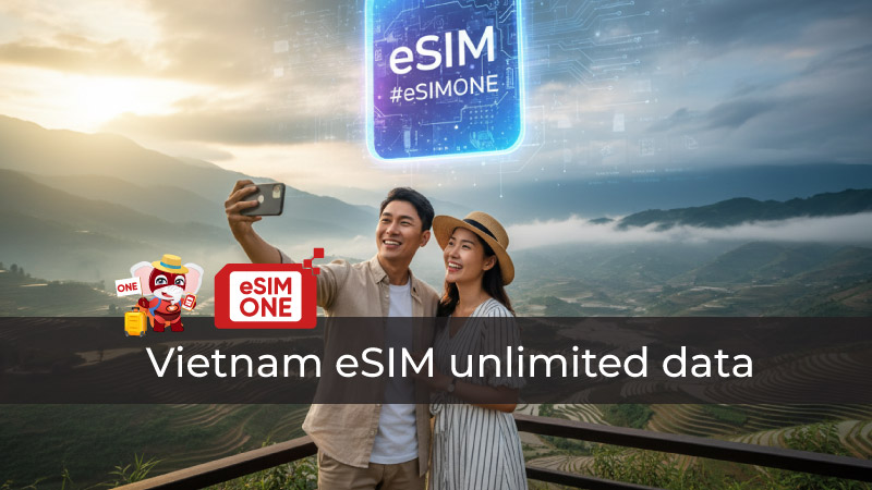 Step by step visual guide showing how to install eSIM Vietnam on iPhone and Android