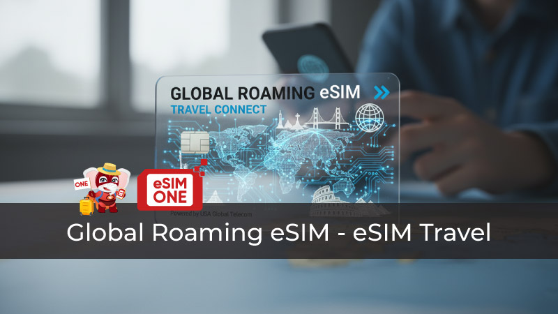 World map visualization showing global roaming eSIM coverage by region