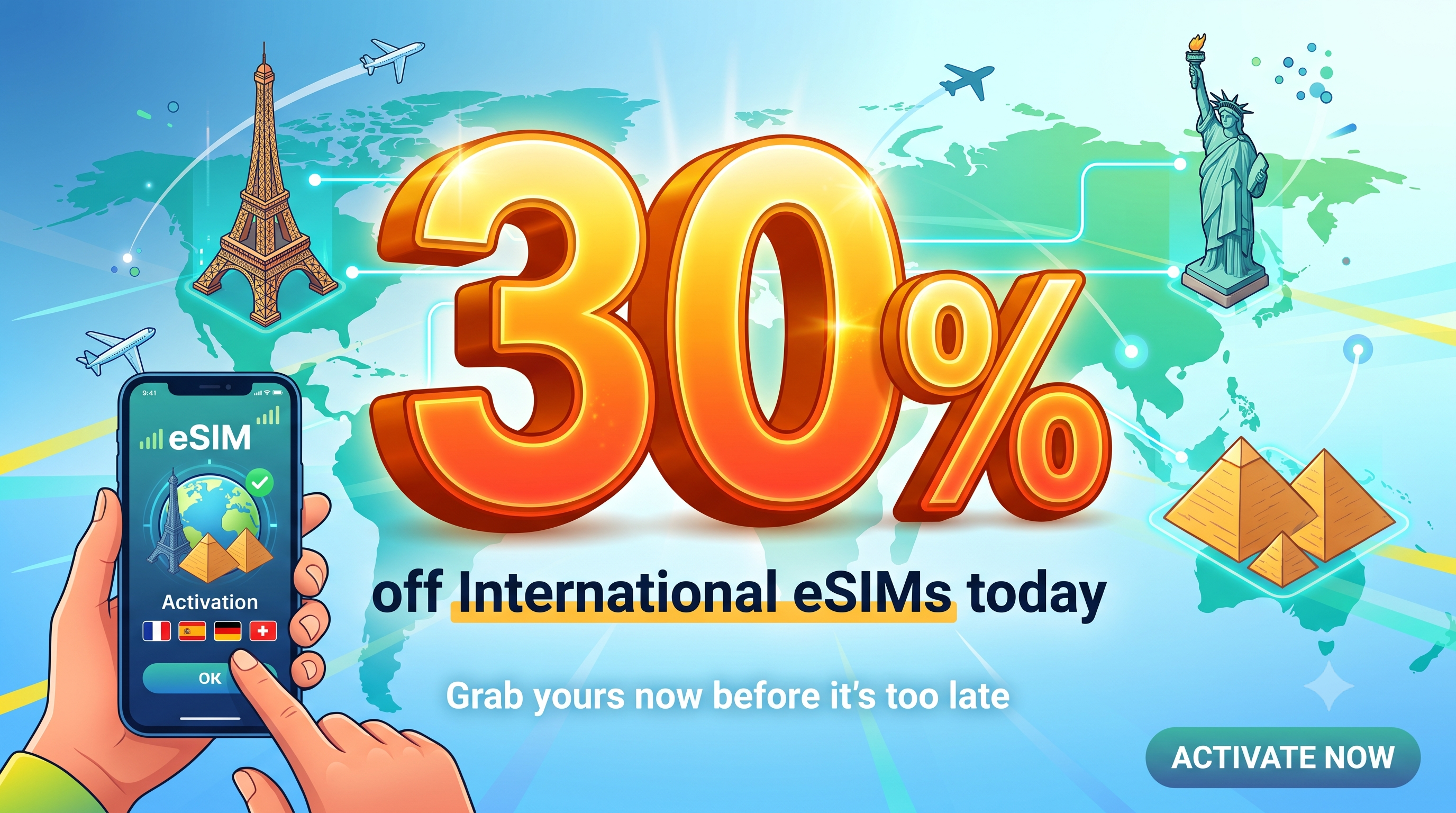 eSIM for Global: Get 30% Off Your Travel Data with eSIMONE